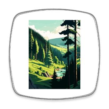 Black Forest Germany Vintage Travel Poster WPA Art - Square fridge magnet - white - Front