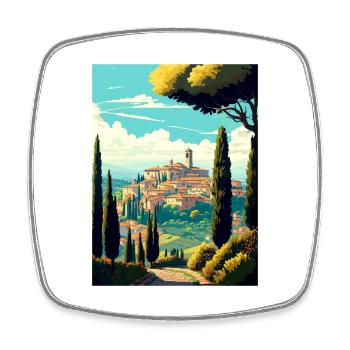 Montepulciano Italien Vintage Reiseposter Souvenir - Viereckiger Kühlschrankmagnet - Weiß - Vorne
