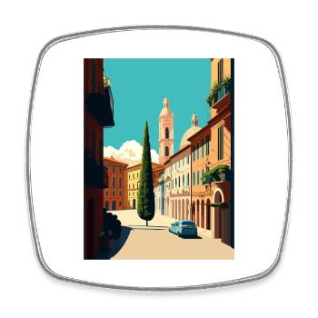 Modena Italien Vintage Reiseposter WPA Souvenir - Viereckiger Kühlschrankmagnet - Weiß - Vorne