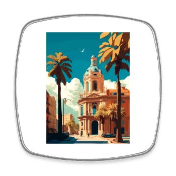 Valencia Spain Vintage Travel Poster WPA Souvenir - Square fridge magnet - white - Front