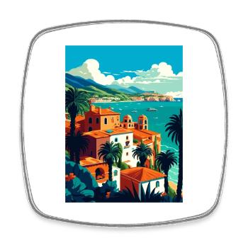 Sicily Italy Decoration Vintage Travel Poster WPA - Square fridge magnet - white - Front
