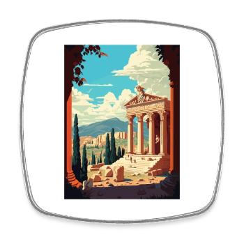 Ephesus Decoration Turkey Vintage Travel Poster - Square fridge magnet - white - Front