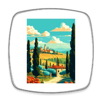 Tuscany Italy Decoration Vintage Travel Poster WPA - Square fridge magnet - white - Front