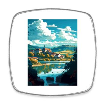 Dordogne Décoration Vintage Voyage Affiche Souvenir - Magnet carré - blanc - Devant