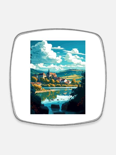 Dordogne Décoration Vintage Voyage Affiche Souvenir - Magnet carré - blanc