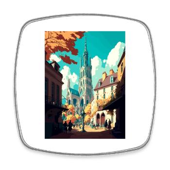 Rouen France Vintage voyage affiche WPA Souvenir - Magnet carré - blanc - Devant