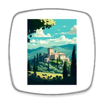 Assise Italie Vintage voyage affiche WPA Souvenir - Magnet carré - blanc - Devant