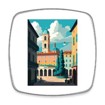 Bologna Decoration Italy Vintage Travel Poster WPA - Square fridge magnet - white - Front