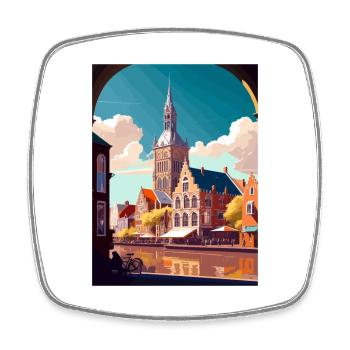 Haarlem Pays-Bas Vintage voyage affiche Souvenir - Magnet carré - blanc - Devant