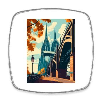 Cologne Allemagne Vintage voyage affiche WPA Souvenir - Magnet carré - blanc - Devant
