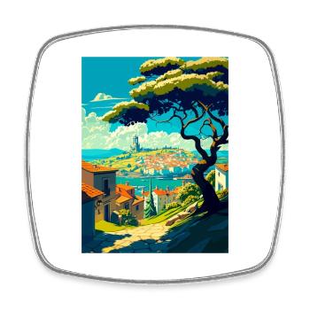 Viana Italy Vintage Travel Poster WPA Souvenir - Square fridge magnet - white - Front