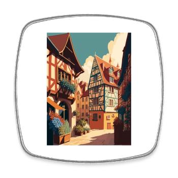Alsacescape Frankreich Vintage Reiseposter Souvenir - Viereckiger Kühlschrankmagnet - Weiß - Vorne