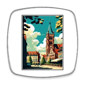 Brunswick Germany Vintage Travel Poster Souvenir - Square fridge magnet - white - Front