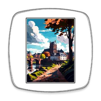 Trier Germany Vintage Travel Poster WPA Souvenir - Square fridge magnet - white - Front