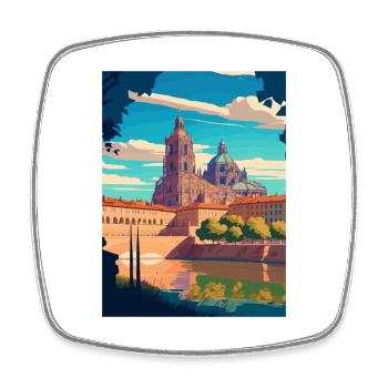 Salamanque Espagne Vintage voyage affiche WPA Souvenir - Magnet carré - blanc - Devant
