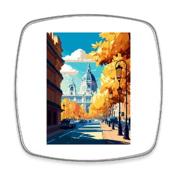 Madrid Spanien Vintage Reiseposter WPA Souvenir - Viereckiger Kühlschrankmagnet - Weiß - Vorne