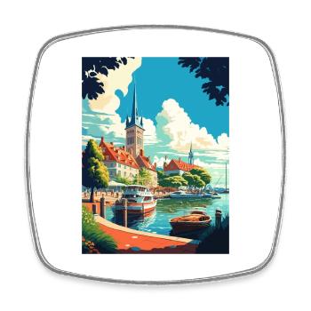 Rugen Island Germany Vintage Travel Poster WPA Art - Square fridge magnet - white - Front