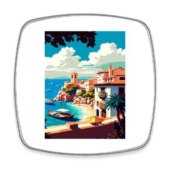 Costa Brava Spanien Vintage Reiseposter Souvenir - Viereckiger Kühlschrankmagnet - Weiß - Vorne