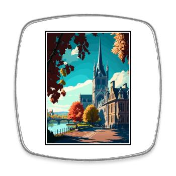 Bonn Allemagne Vintage voyage affiche WPA Souvenir - Magnet carré - blanc - Devant