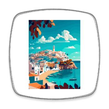 Ibiza Spanien Vintage Reiseposter WPA Souvenir - Viereckiger Kühlschrankmagnet - Weiß - Vorne