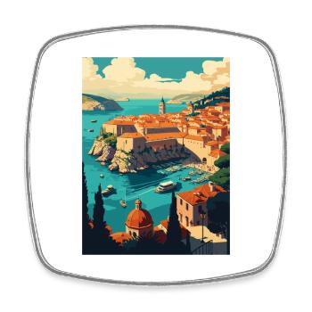 Dubrovnik Croatie Vintage voyage affiche Souvenir - Magnet carré - blanc - Devant