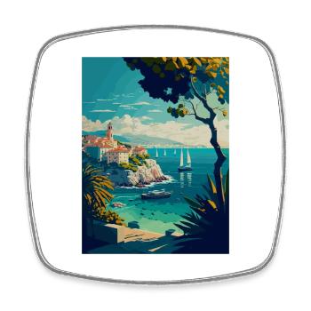 Antibes France Vintage Travel Poster WPA Souvenir - Square fridge magnet - white - Front