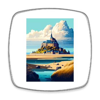 Mont Saint Michel France Vintage Travel Poster WPA - Square fridge magnet - white - Front