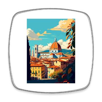 Florence Italie Décoration Vintage Voyage Affiche - Magnet carré - blanc - Devant