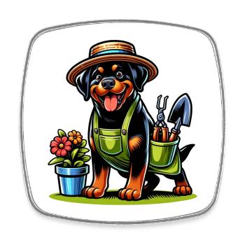 Rottweiler Hunde Gärtner Design - Viereckiger Kühlschrankmagnet - Weiß - Vorne
