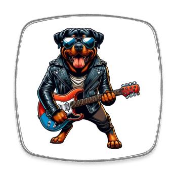 Design de guitare pour chien Rottweiler - Magnet carré - blanc - Devant