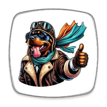 Conception du pilote Rottweiler - Magnet carré - blanc - Devant