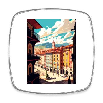 Pamplona Spain Vintage Travel Poster WPA Souvenir - Square fridge magnet - white - Front