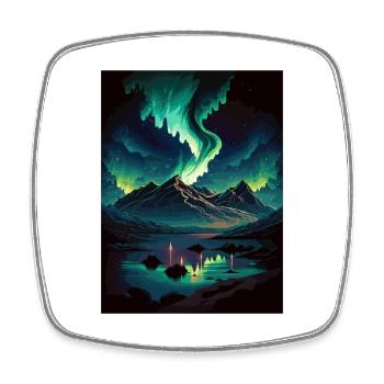 Aurores boréales aurores boréales Islande Souvenir - Magnet carré - blanc - Devant