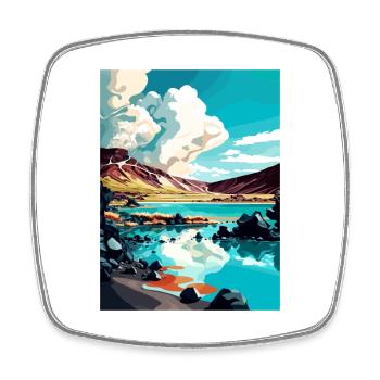 Blue Lagoon Islande Vintage voyage affiche Souvenir - Magnet carré - blanc - Devant