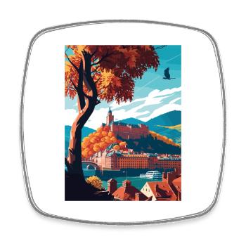 Heidelbergscape Allemagne européenne affiche de voyage - Magnet carré - blanc - Devant