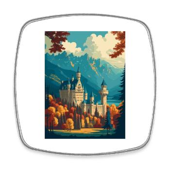 Schwangau Castle Germany Vintage Travel Poster WPA - Square fridge magnet - white - Front