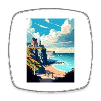 Normandie France Vintage voyage affiche WPA Souvenir - Magnet carré - blanc - Devant