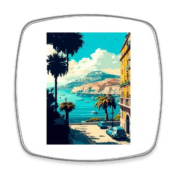 Naples Italy Decoration Vintage Travel Poster WPA - Square fridge magnet - white - Front