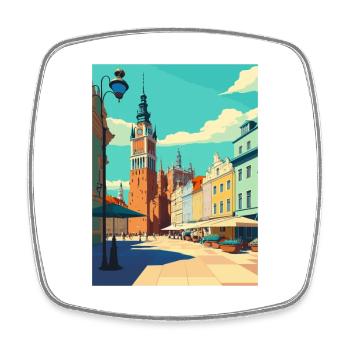 Wroclaw européen Pologne Vintage voyage affiche WPA - Magnet carré - blanc - Devant
