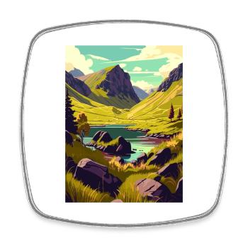Schottische Highlands Schottland Vintage Reiseposter - Viereckiger Kühlschrankmagnet - Weiß - Vorne
