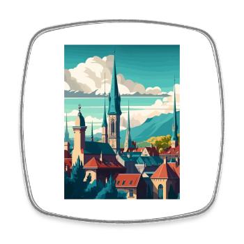 Bern Switzerland Vintage Travel Poster Souvenir - Square fridge magnet - white - Front