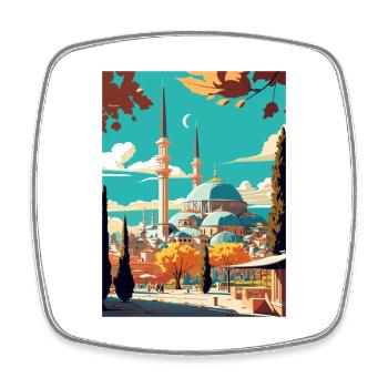 Konya Dekoration Türkei Vintage Reiseposter WPA - Viereckiger Kühlschrankmagnet - Weiß - Vorne