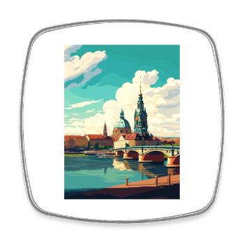Dresde Allemagne Vintage voyage affiche WPA Souvenir - Magnet carré - blanc - Devant