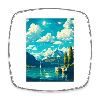 Geneva Switzerland Vintage Travel Poster Souvenir - Square fridge magnet - white - Front