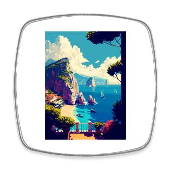 Capri Italien Dekoration Vintage Reiseposter WPA - Viereckiger Kühlschrankmagnet - Weiß - Vorne