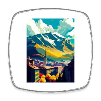 Grenoble Frankreich Vintage Reiseposter WPA Souvenir - Viereckiger Kühlschrankmagnet - Weiß - Vorne