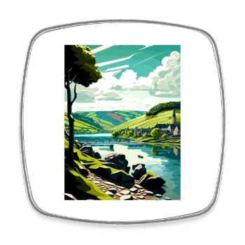 Vallée de la Moselle Allemagne Vintage voyage affiche WPA - Magnet carré - blanc - Devant