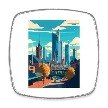 Frankfurt Germany Vintage Travel Poster Souvenir - Square fridge magnet - white - Front