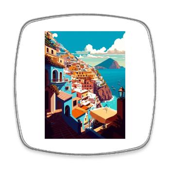Positano Italy Vintage Travel Poster WPA Souvenir - Square fridge magnet - white - Front