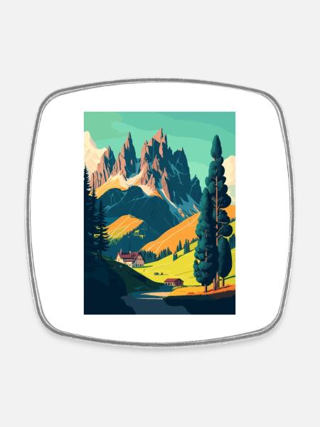 Dolomites Dolomitic Alps Dolomite Mountains Italy - Square fridge magnet - white